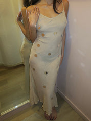 Yucca Midi Dress in Sand Sequin