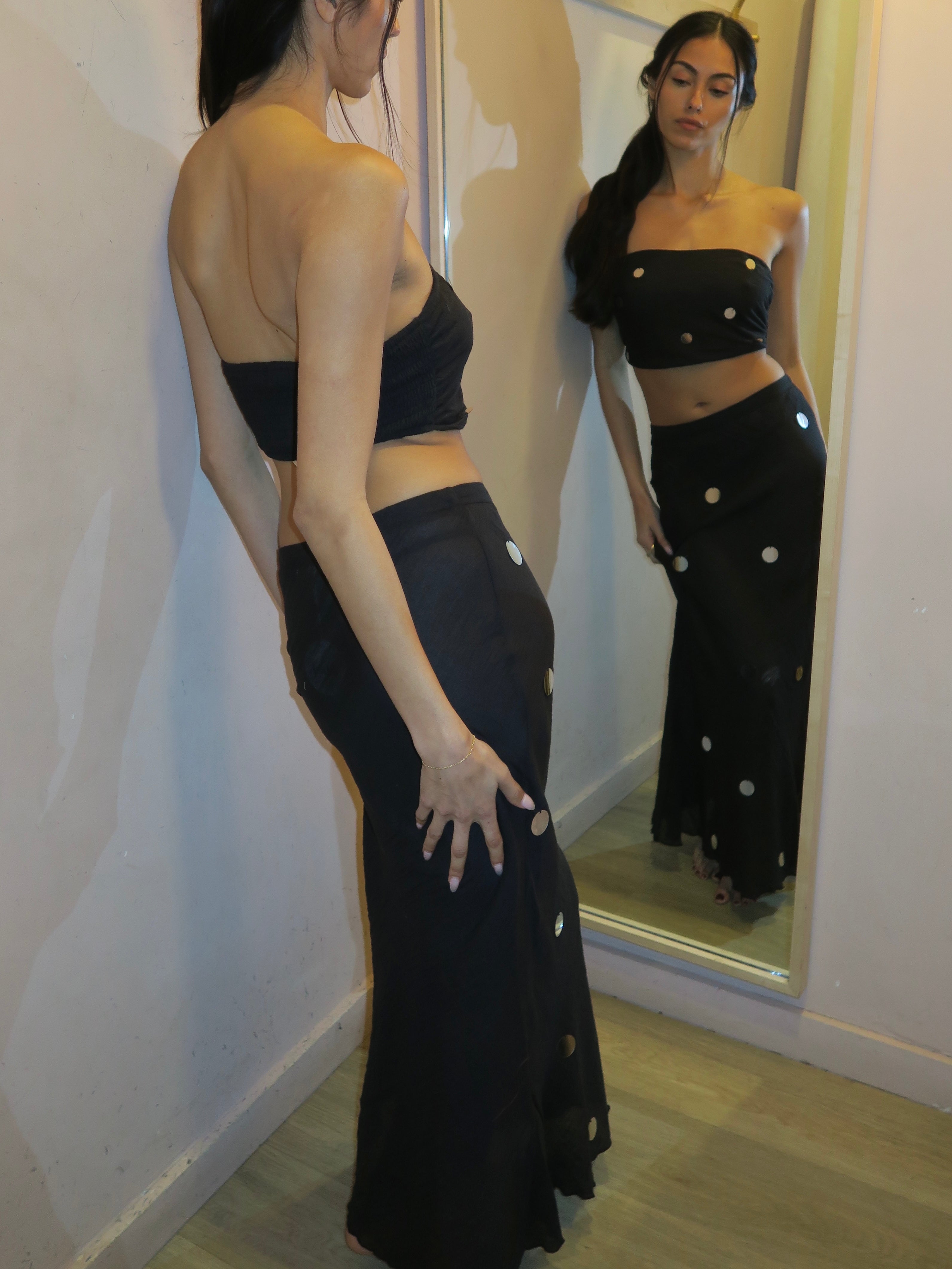Cathedral Maxi Skirt in Black Sequin