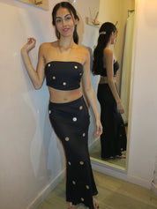 Cathedral Maxi Skirt in Black Sequin