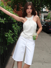 Kiana Buckle Halter Top in Milk