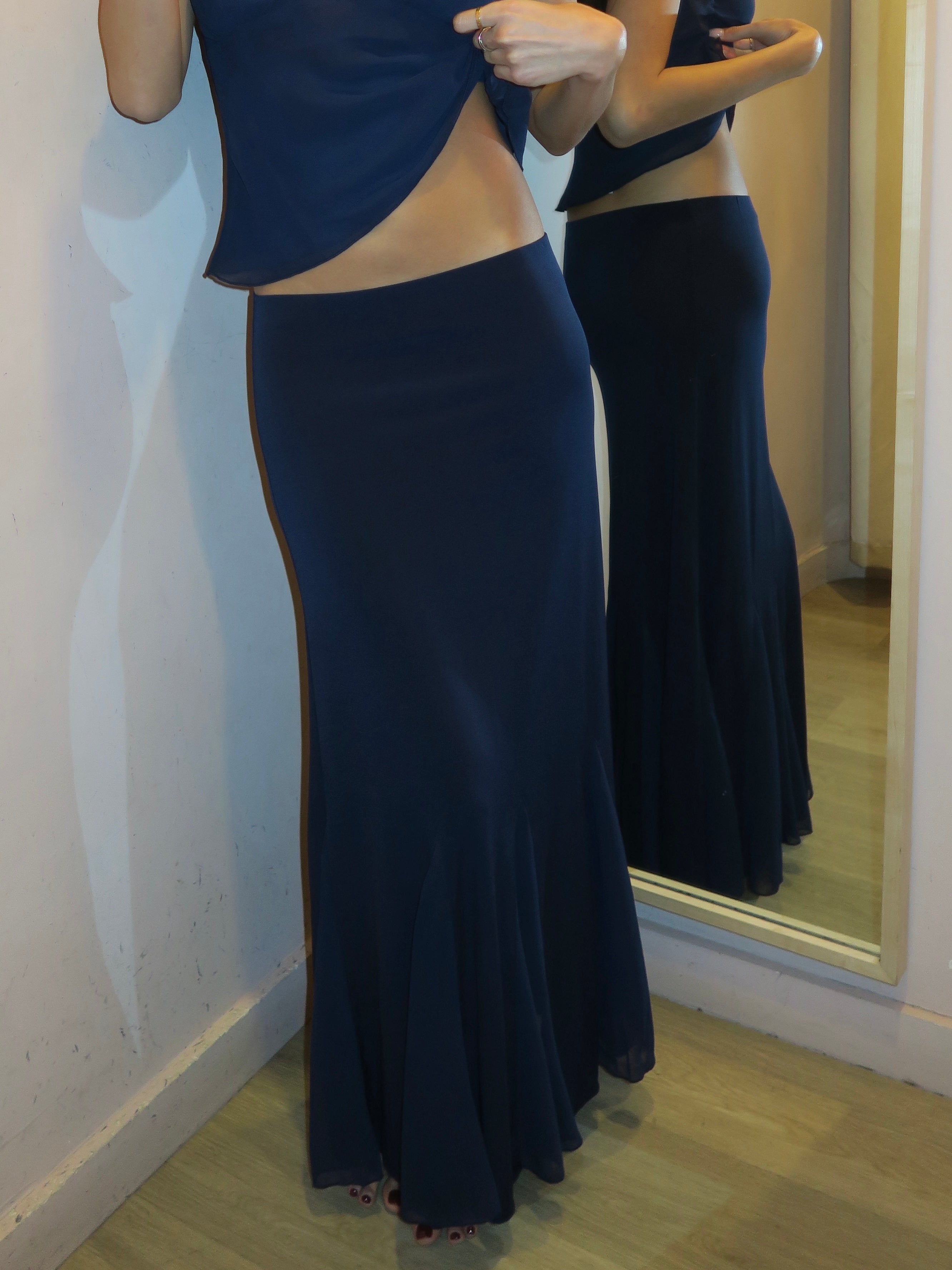 Vienna Slip Skirt in Navy