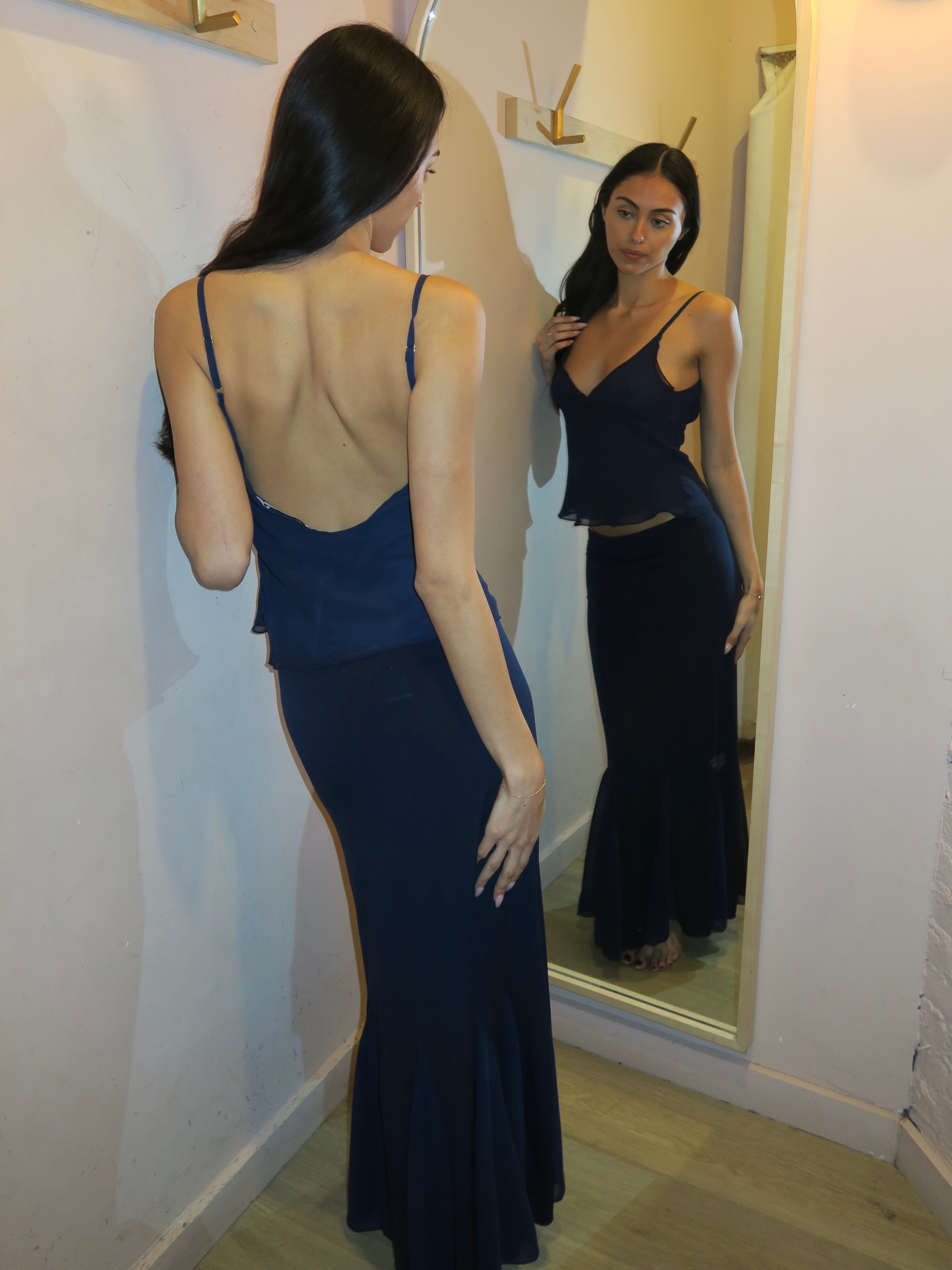 Vienna Slip Skirt in Navy