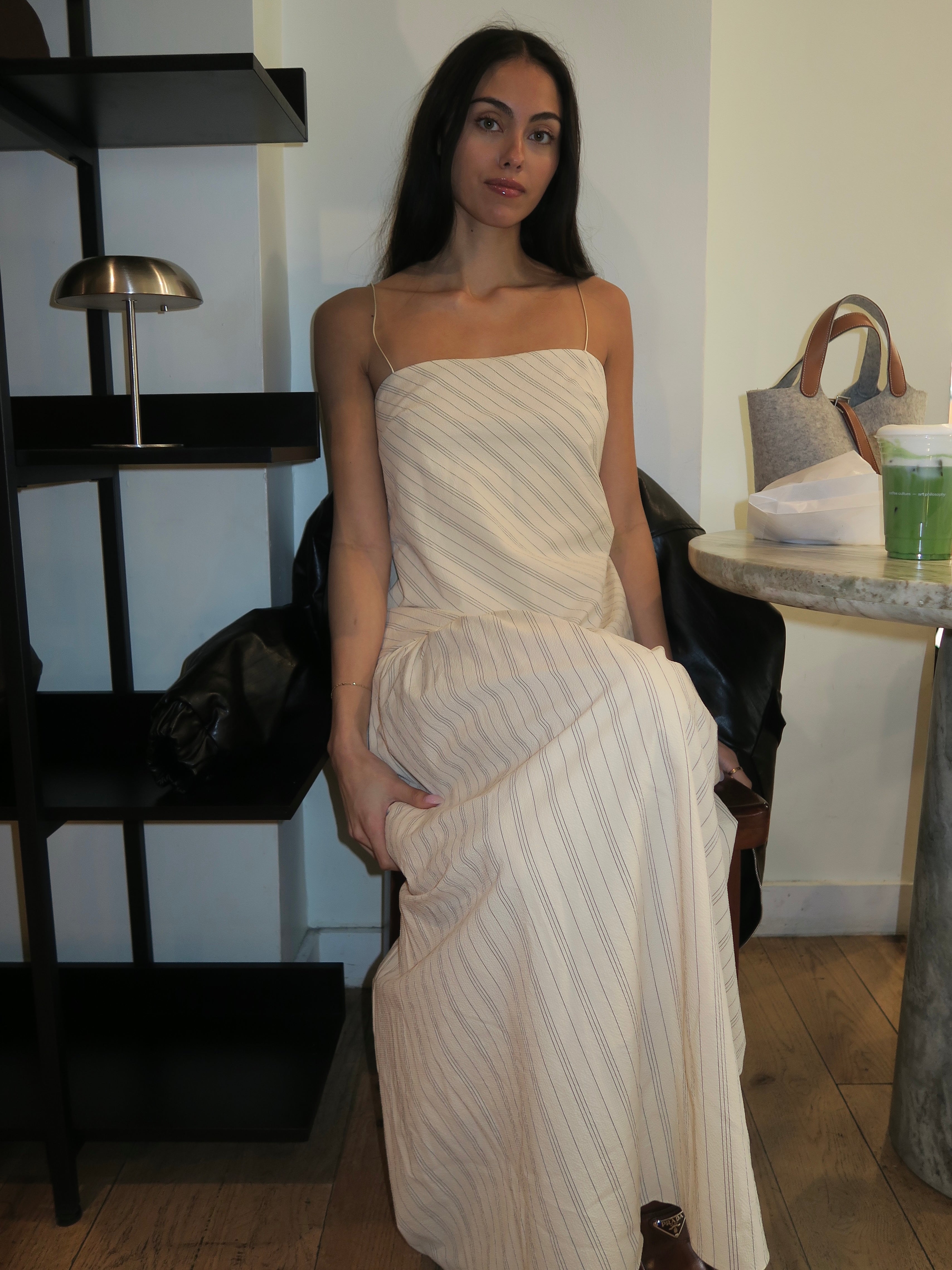 Peyson Maxi Dress in Cream/Black Stripe