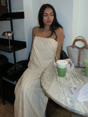 Peyson Maxi Dress in Cream/Black Stripe