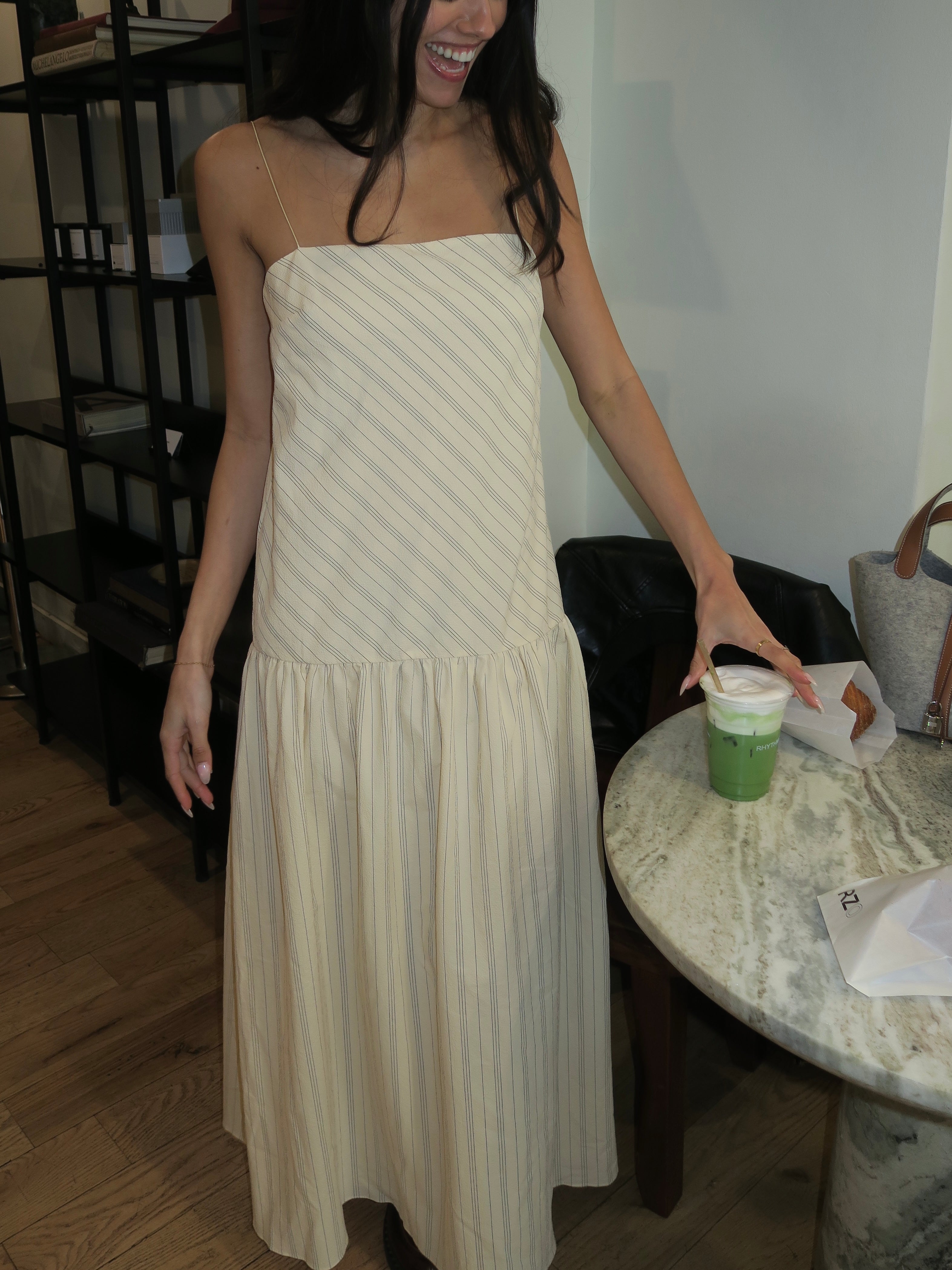 Peyson Maxi Dress in Cream/Black Stripe