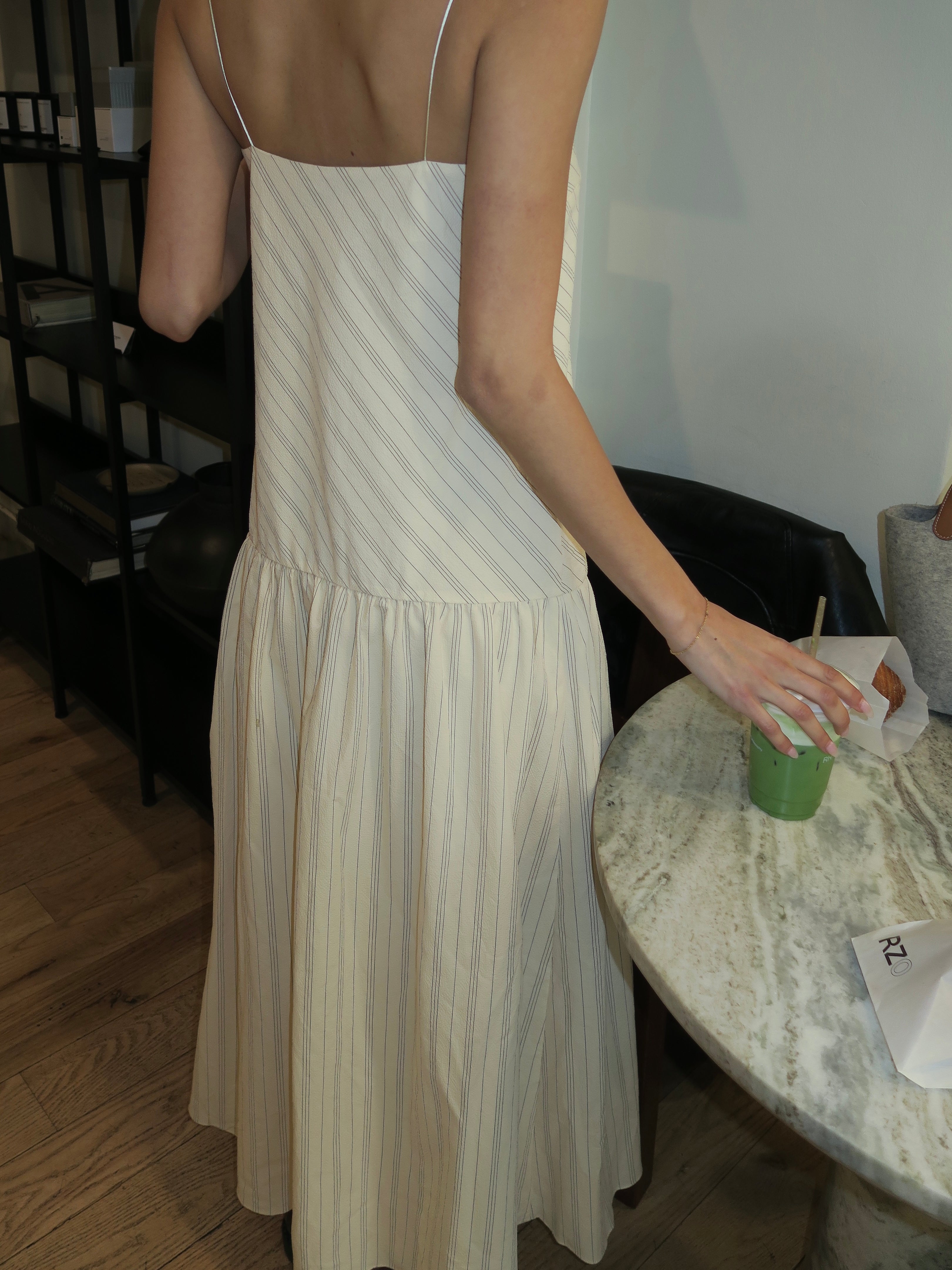 Peyson Maxi Dress in Cream/Black Stripe