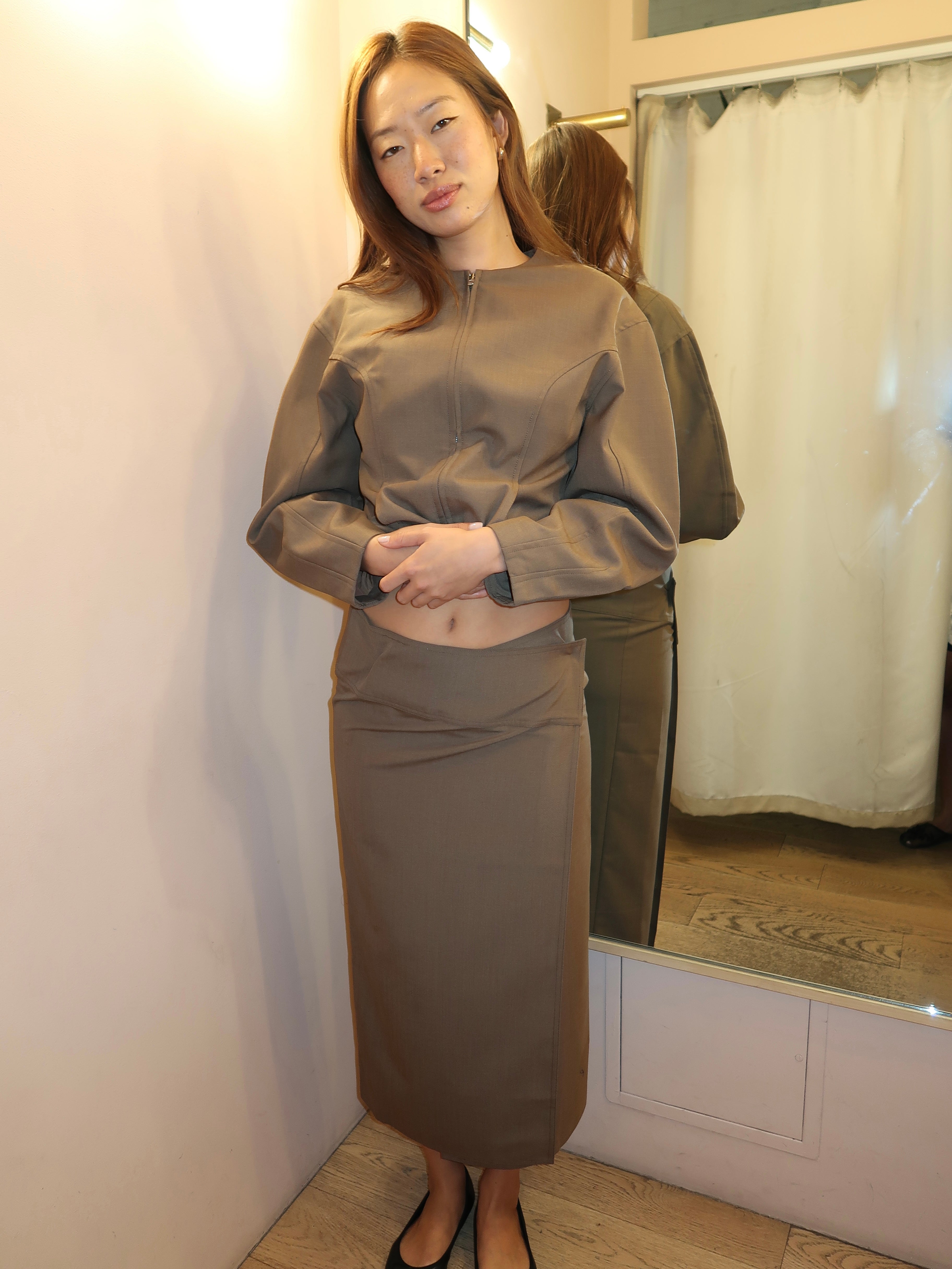 brown dress skirt Brown Linen Ruffle Skirt