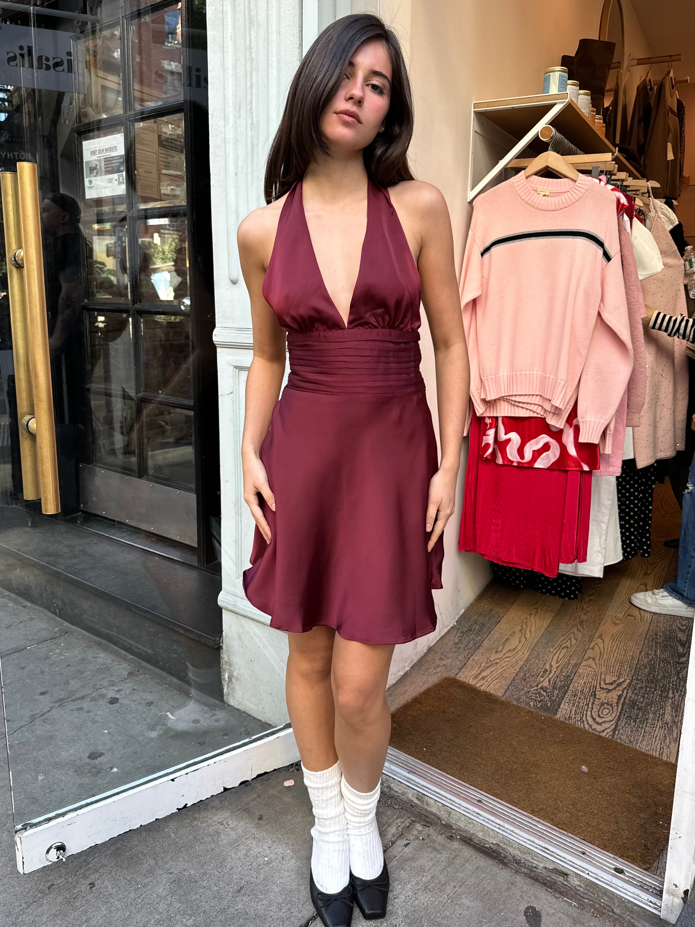 Maddie Halter Mini Dress in Wine Maddie Halter Mini Dress in Wine
