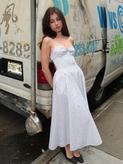 Destene Dress in White Stripe