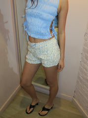 Natalia Bloomer Shorts in Ivory Blue Polka Dot