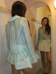 Francis Ruffle Top in Blue Multi