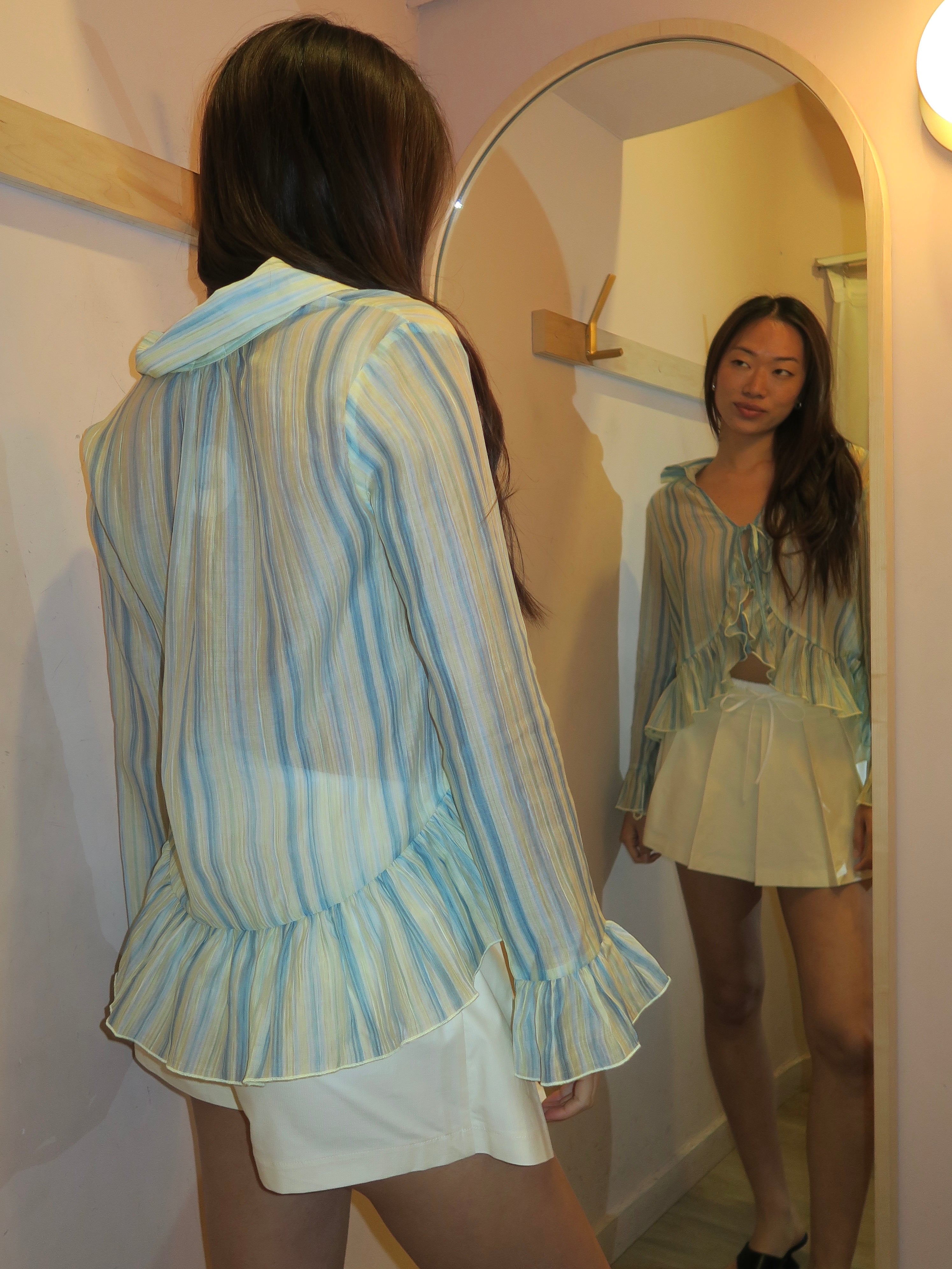 Francis Ruffle Top in Blue Multi