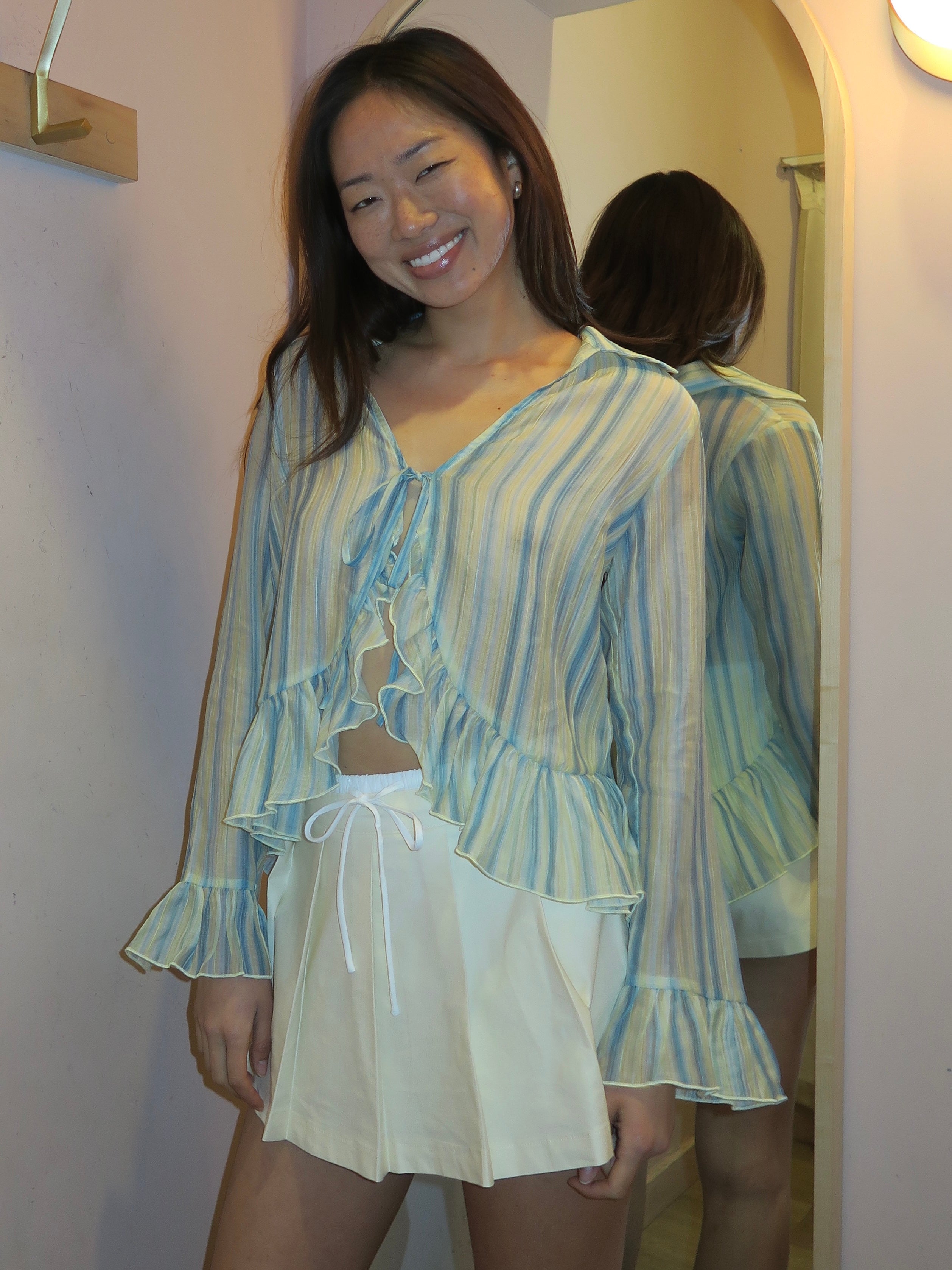 Francis Ruffle Top in Blue Multi