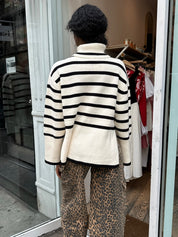 Maisy Striped Turtleneck Sweater in Ivory
