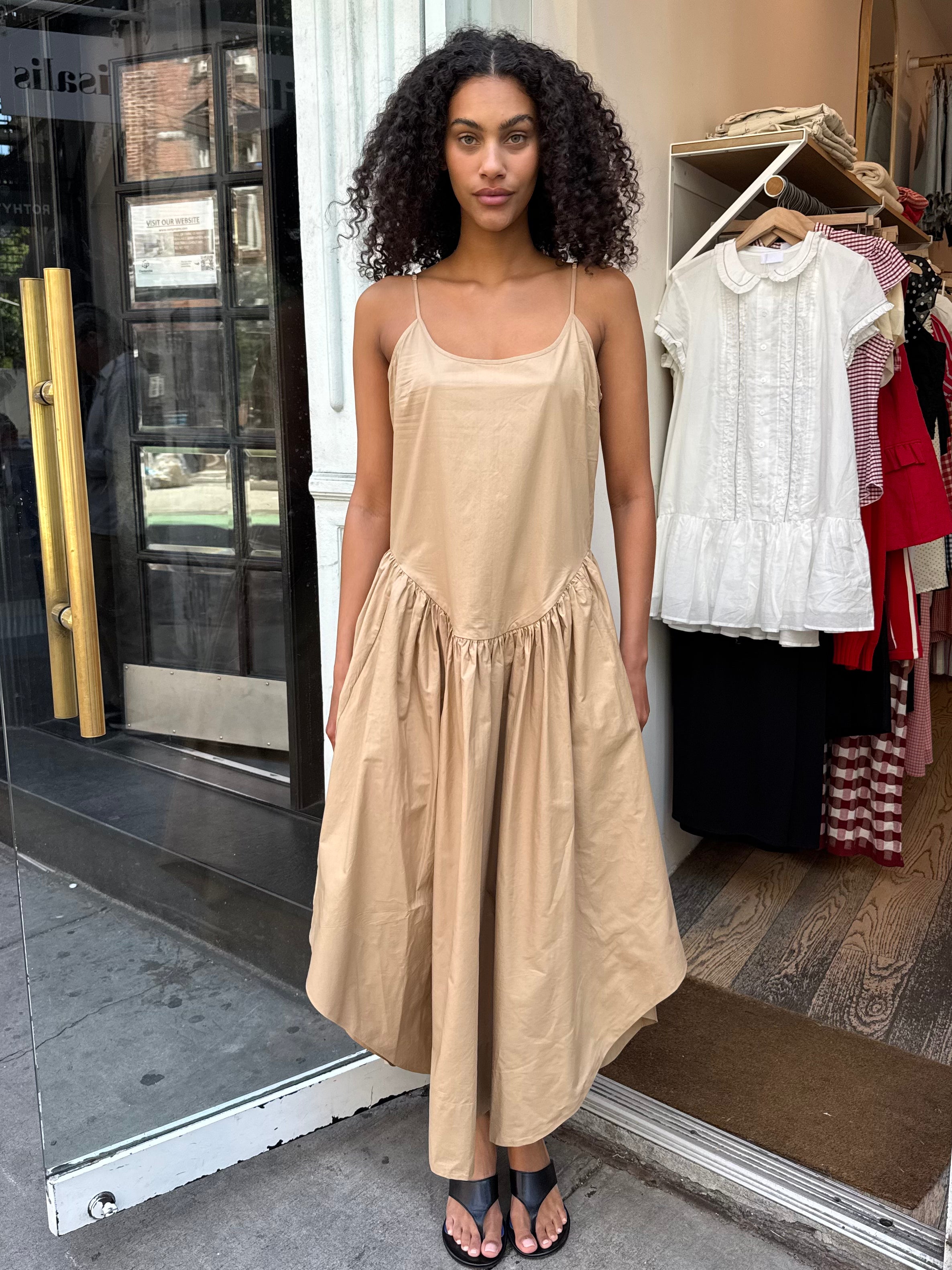 beige khaki dress Khaki Long Sleeve Split Mini Corinna Dress XXXL