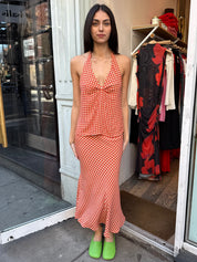 Slip Skirt in Gingham/Red