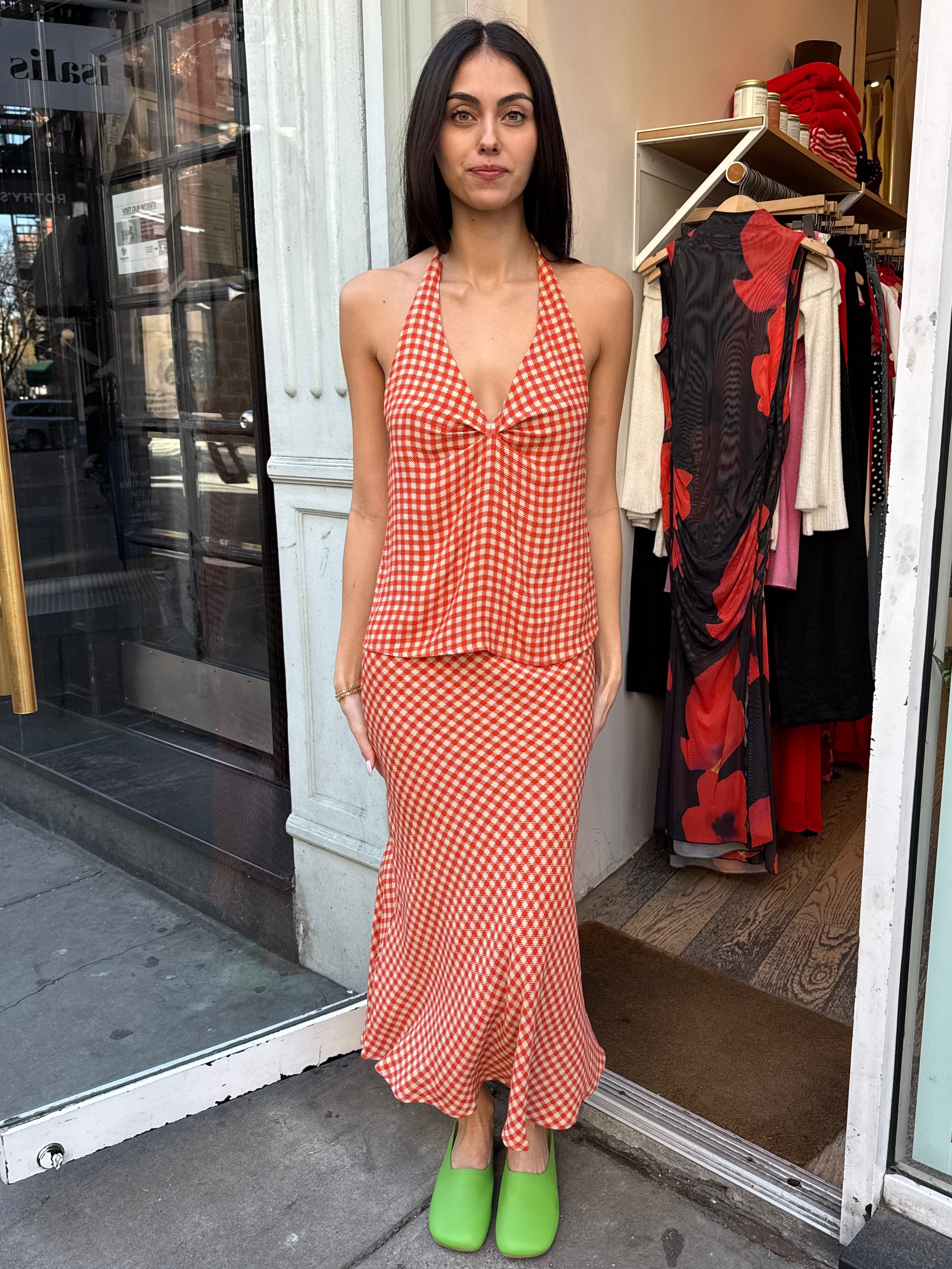 Slip Skirt in Gingham/Red