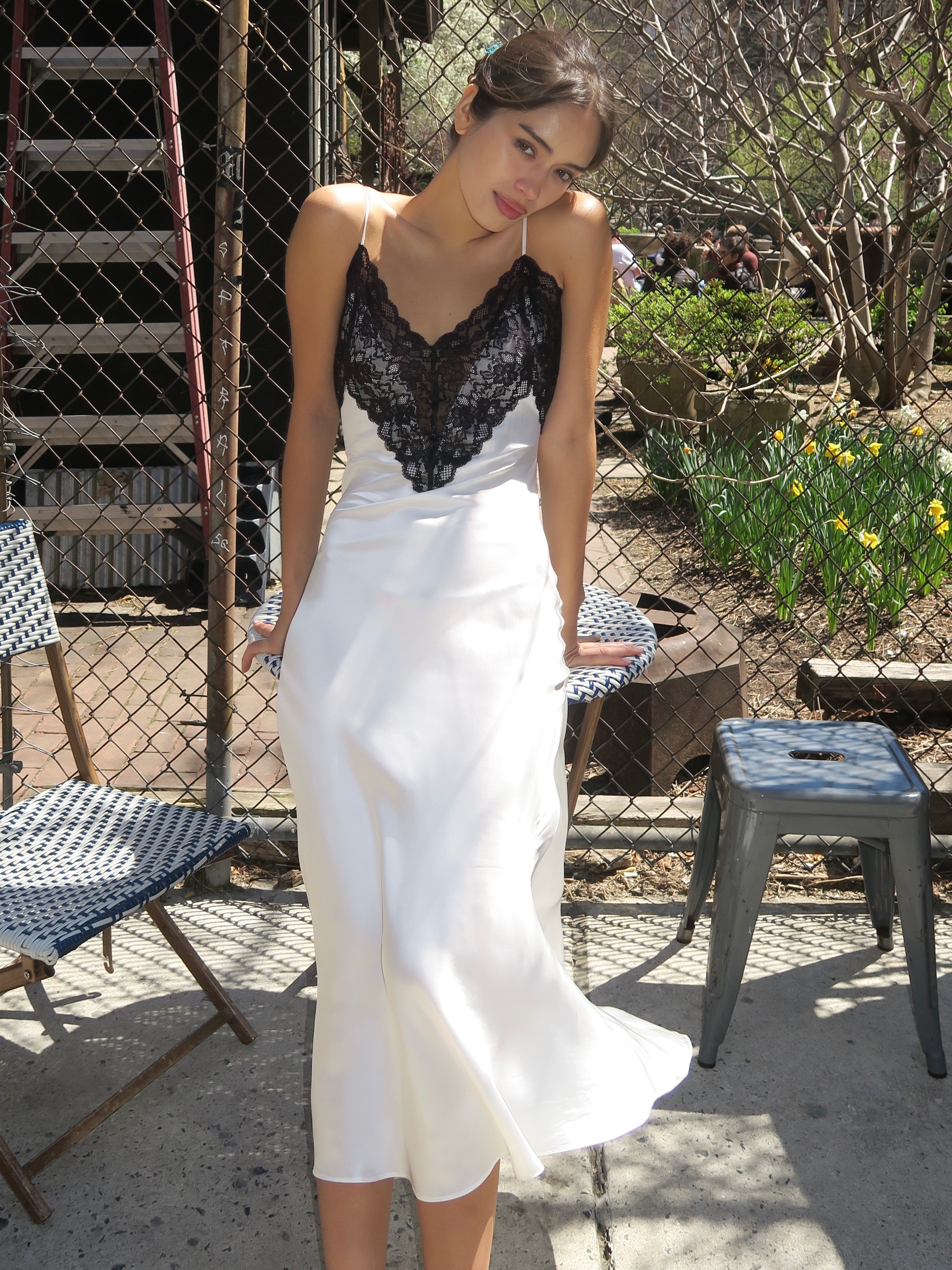 Nova Slip Midi Dress in Ivory Isalis Nova Slip Midi Dress in Ivory Isalis
