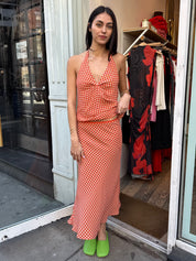 Slip Skirt in Gingham/Red
