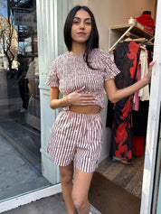 Thin Stripe Boxer Shorts in Sandy Stripe