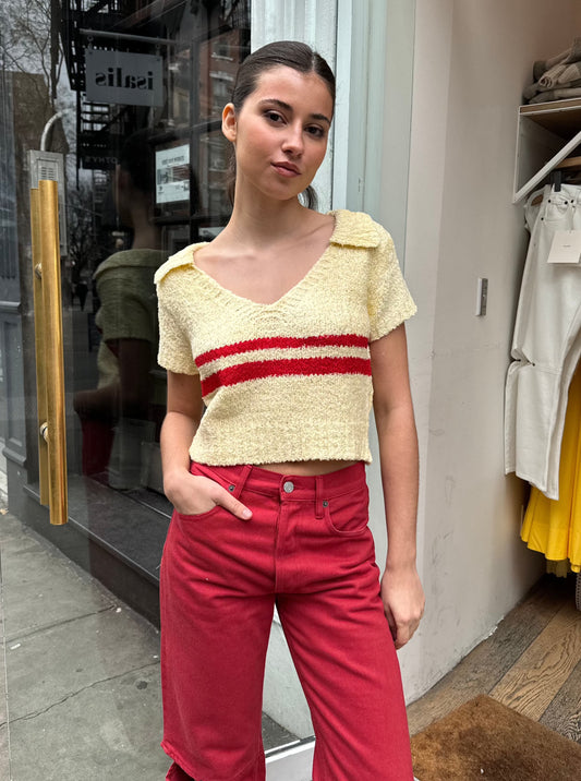 Polo Knit Tops in Butter