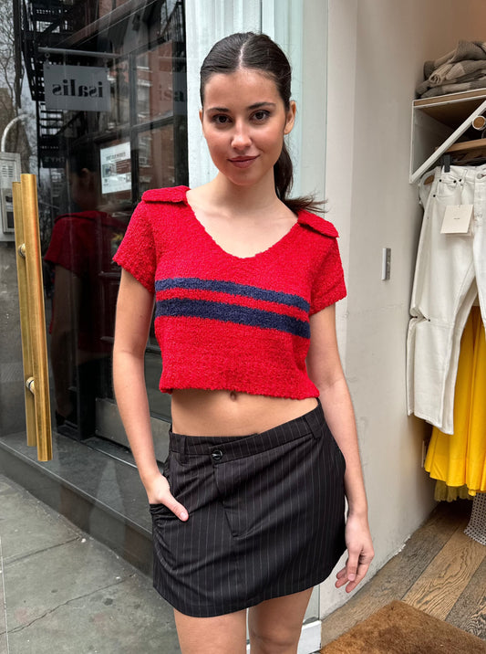 Polo Knit Tops in Red
