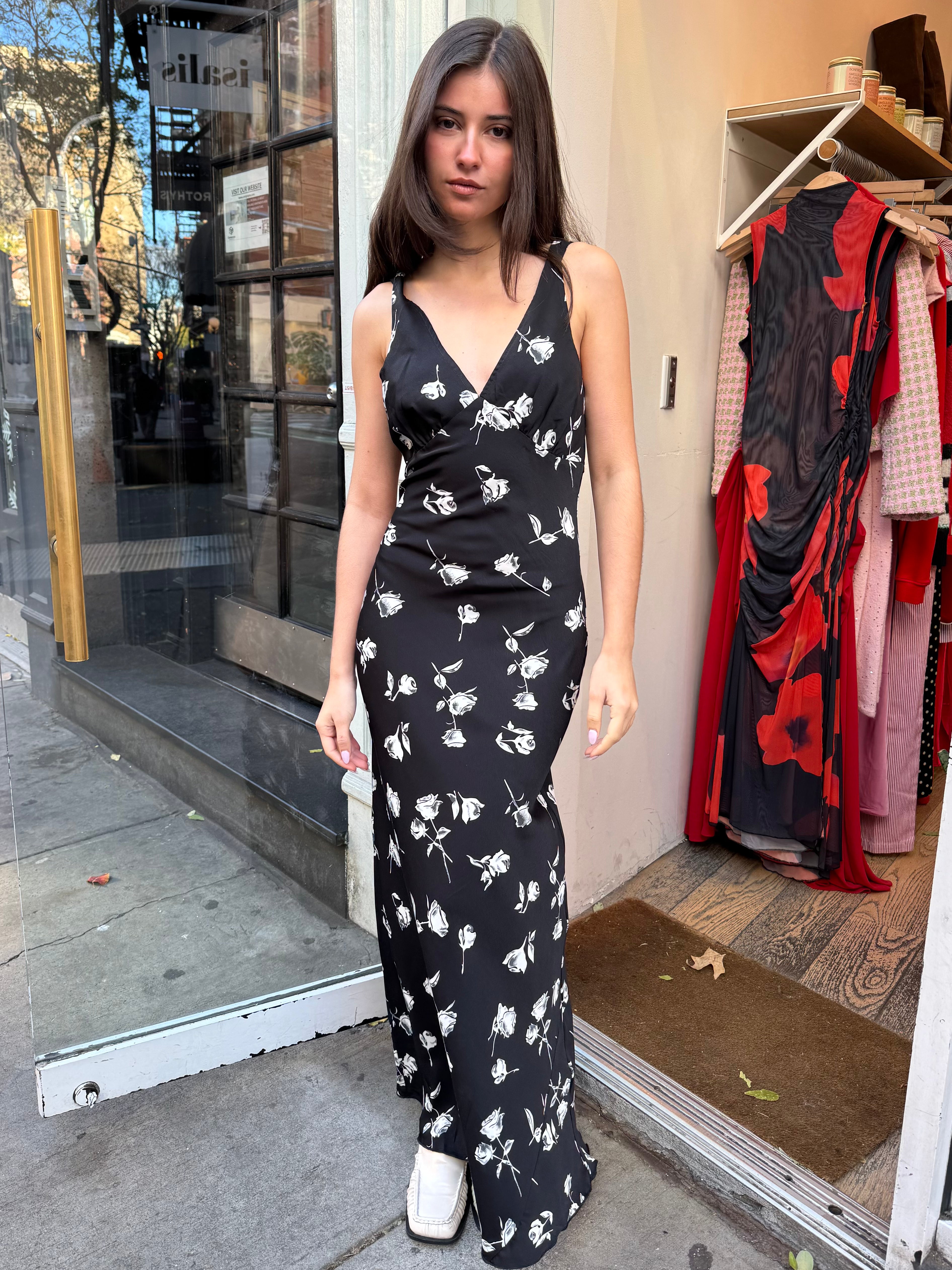 black floral midi dress Emilia Midi Dress in Black Floral