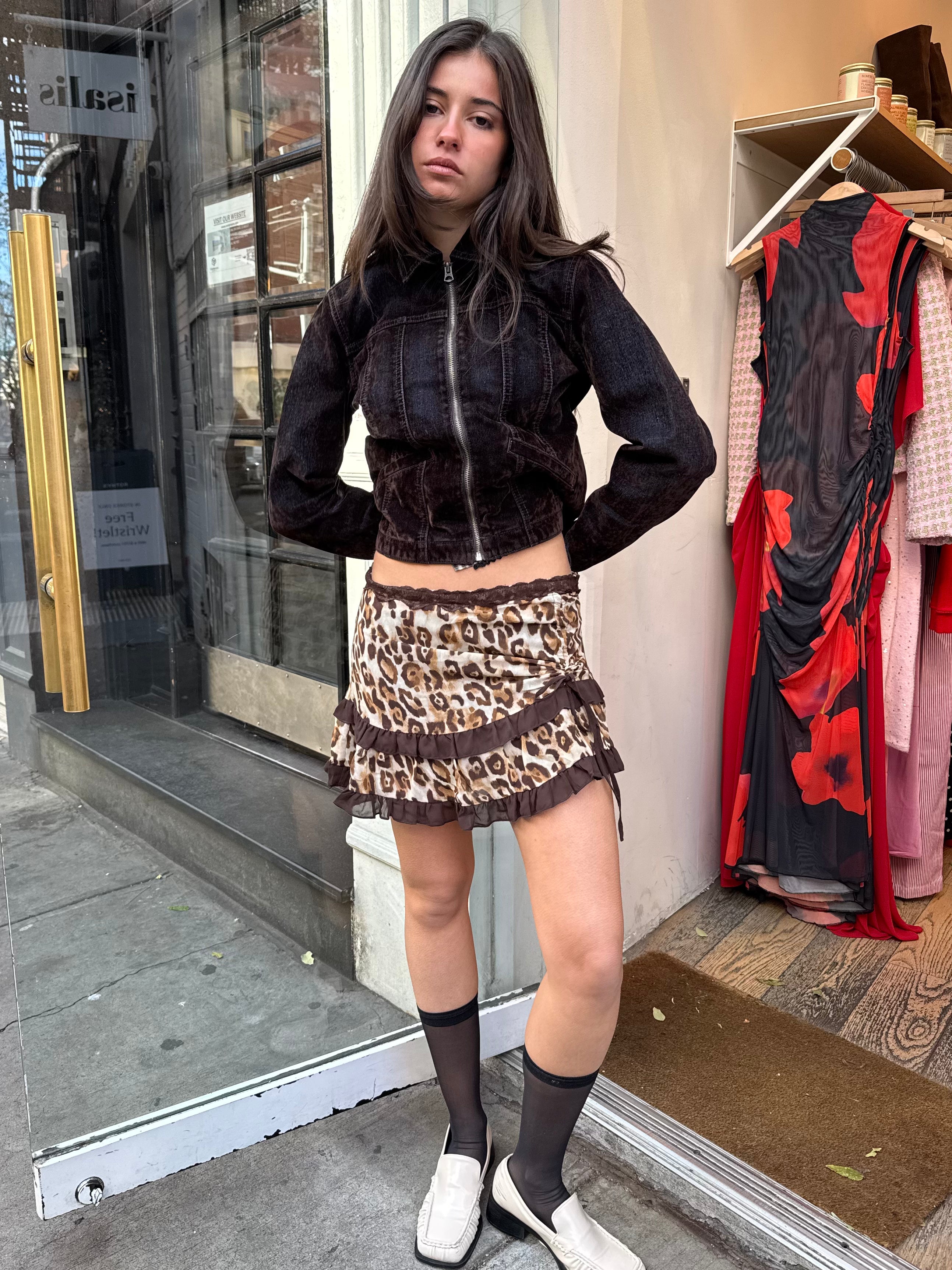 Crissy Ruffle Mini Skirt in Leopard – Isalis
