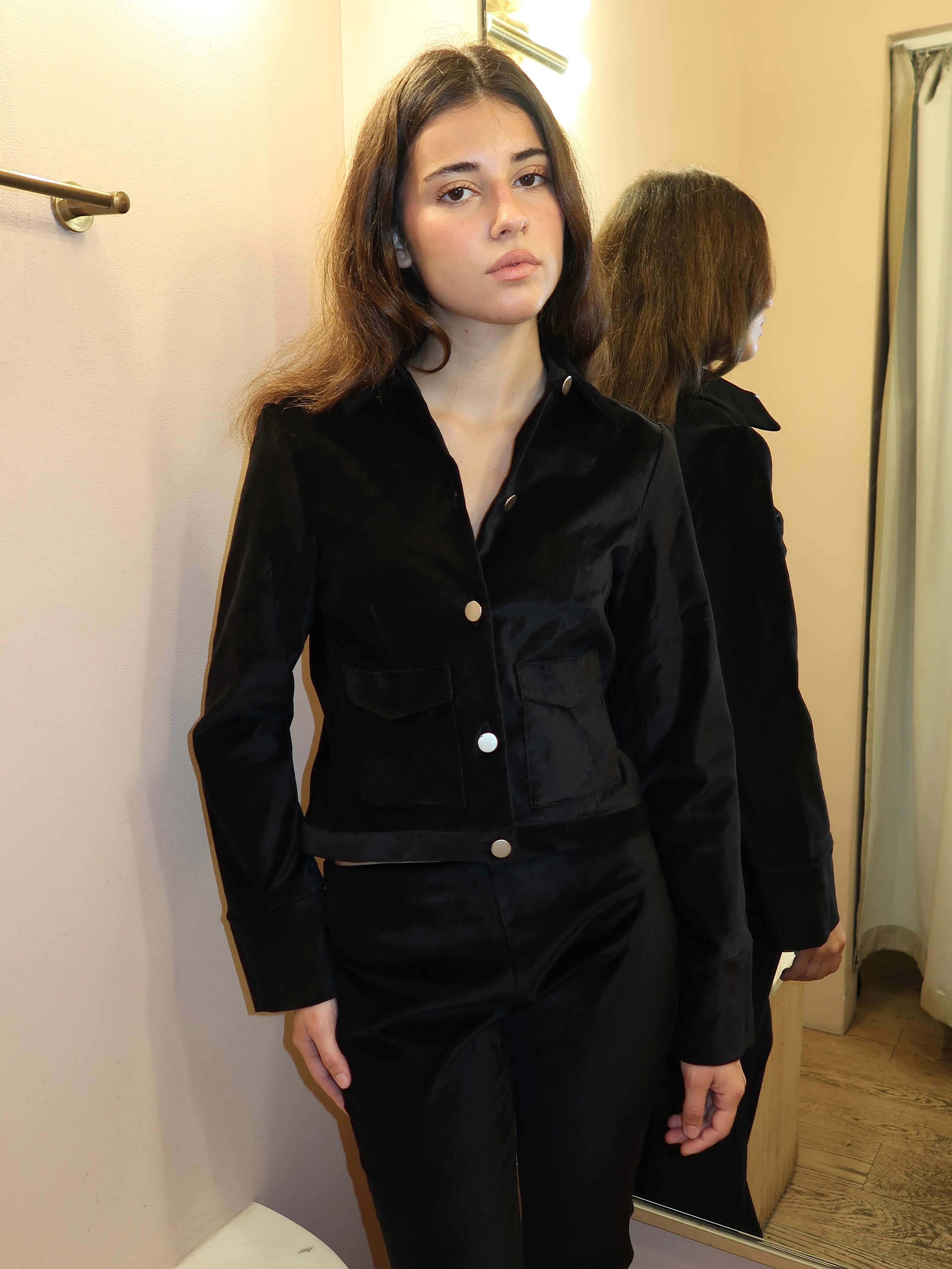 Madi Jacket in Black Velvet – Isalis