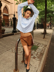 Herring Silky Track Shorts in Brown