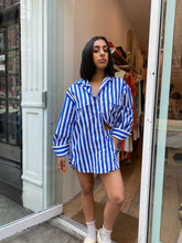 Load image into Gallery viewer, Tyde Shirt in Bayou Stripe Cobalt
