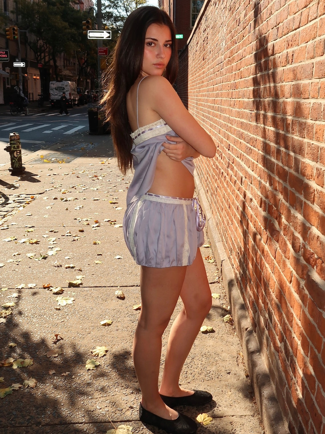 Lace Ribbon Shorts in Wisteria