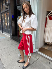 Long Line Bow Jort in Red White Bow