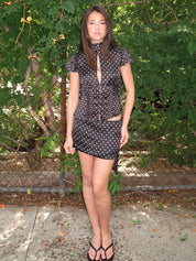 Lucia Skirt in Black Micro Dot