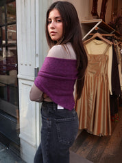 Mohair Pointelle Shawl in Purple