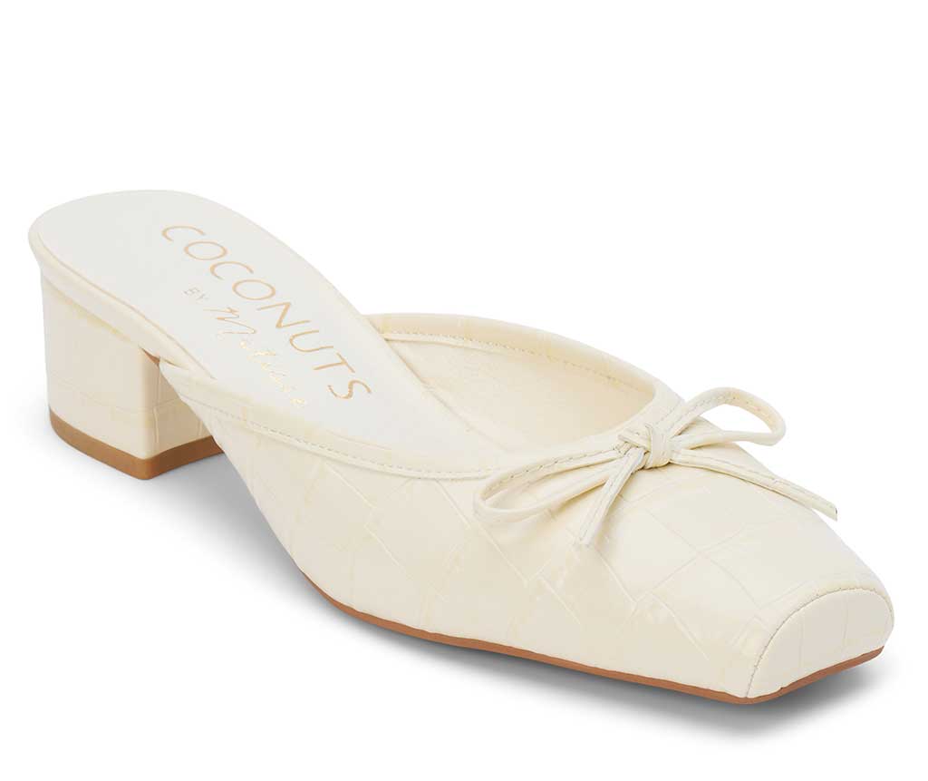 Geneva Heel in Ivory Croc