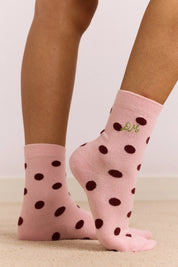 2 Pack Socks in Pink & Burg Spot