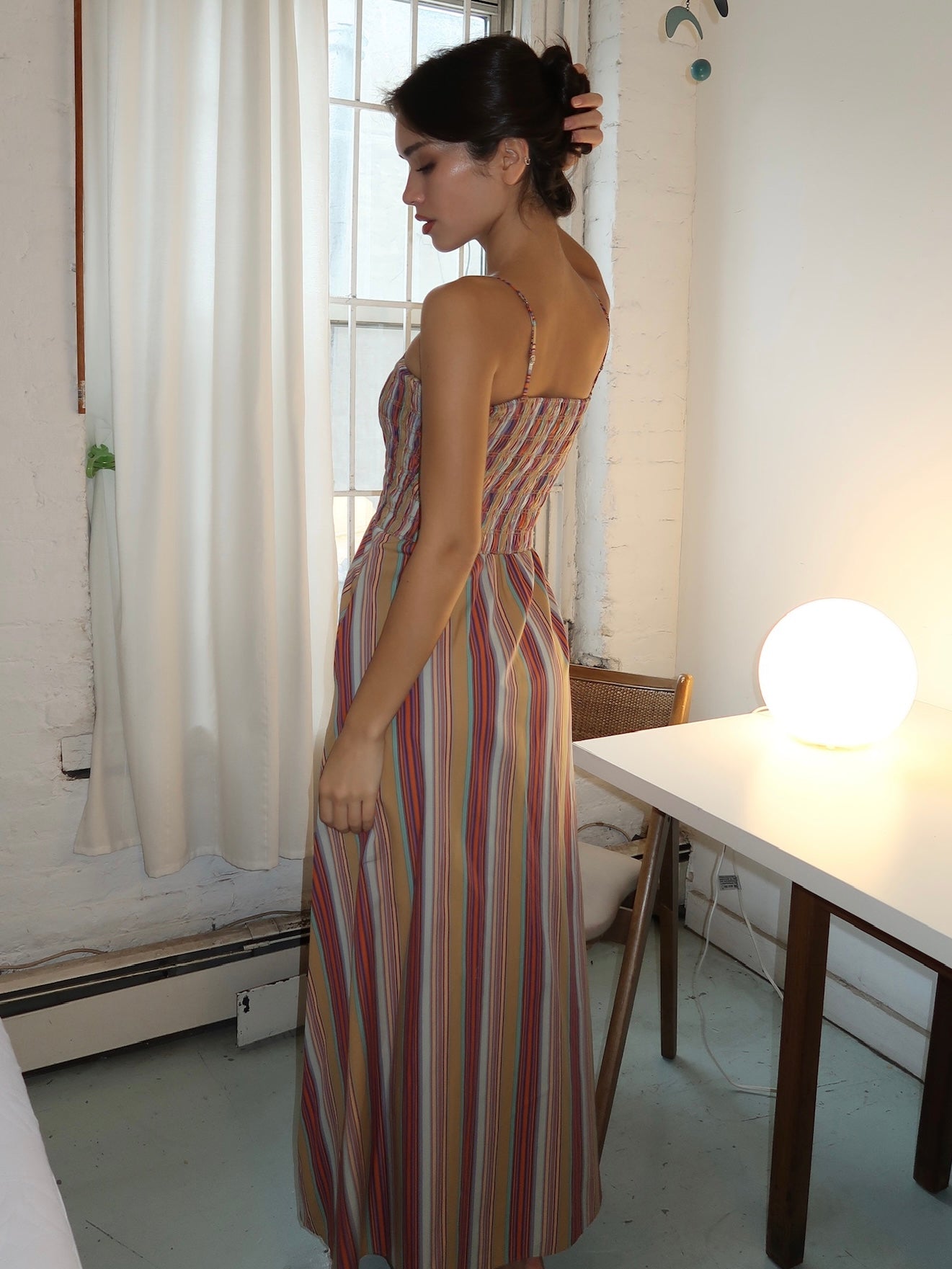 Anniken Maxi Dress in Agua Stripe Mustard