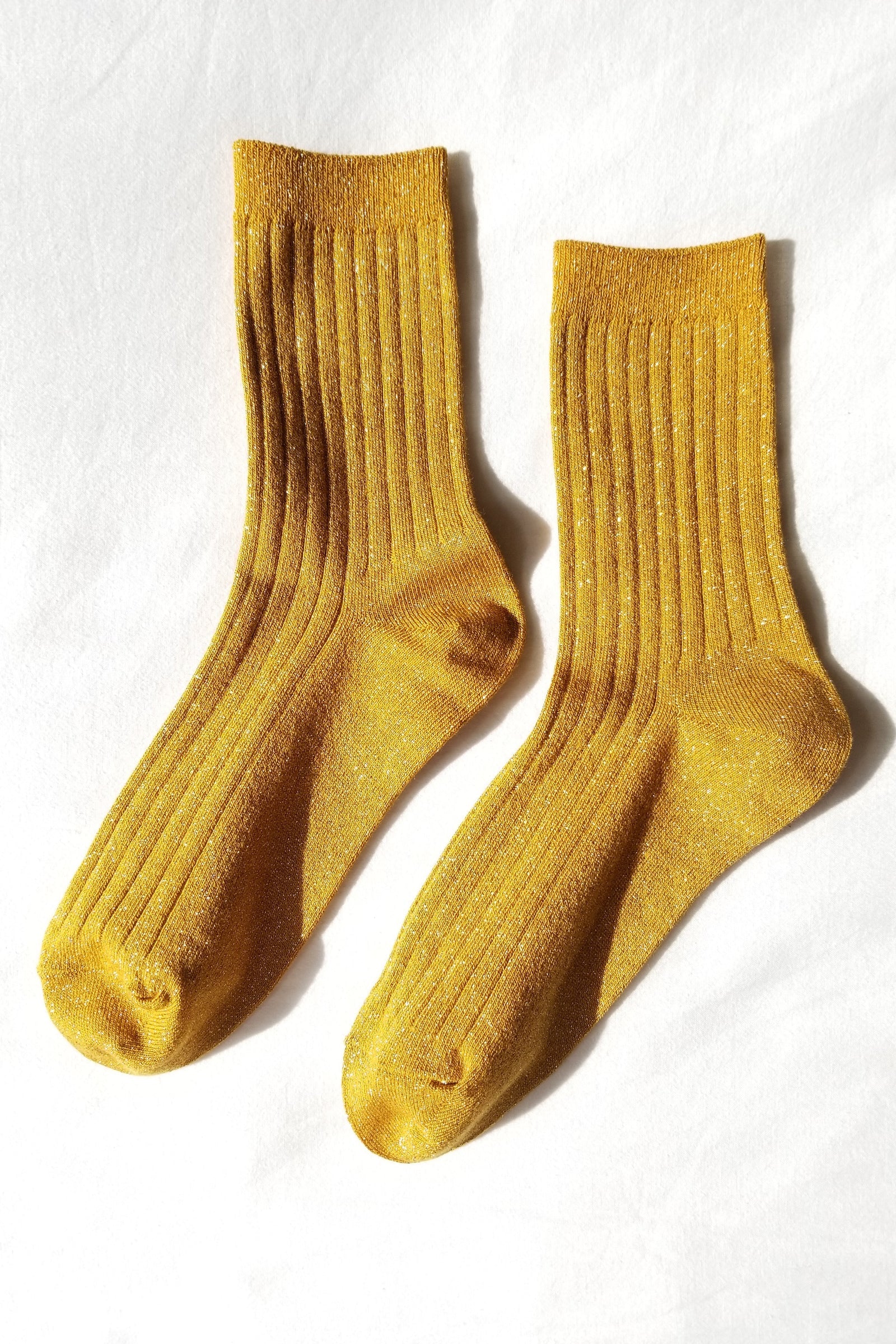 Her Socks in Mustard Glitter