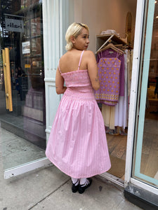 Laeti Smocked Dress in Pink Stripe