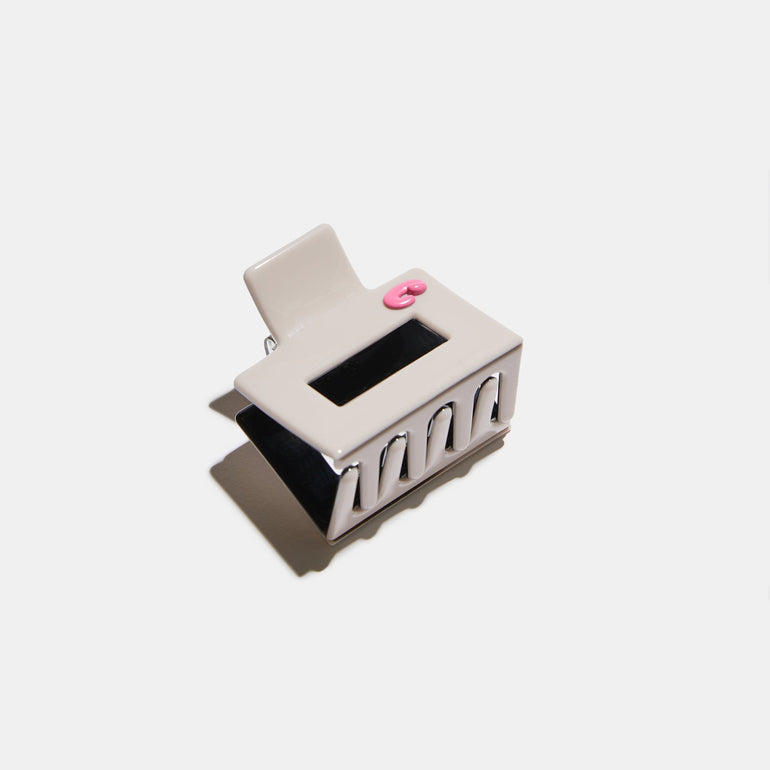 Midi Box Claw Clip in Taupe + Black