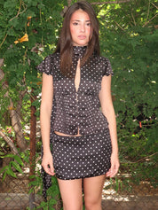 Ara Top in Black Micro Dot