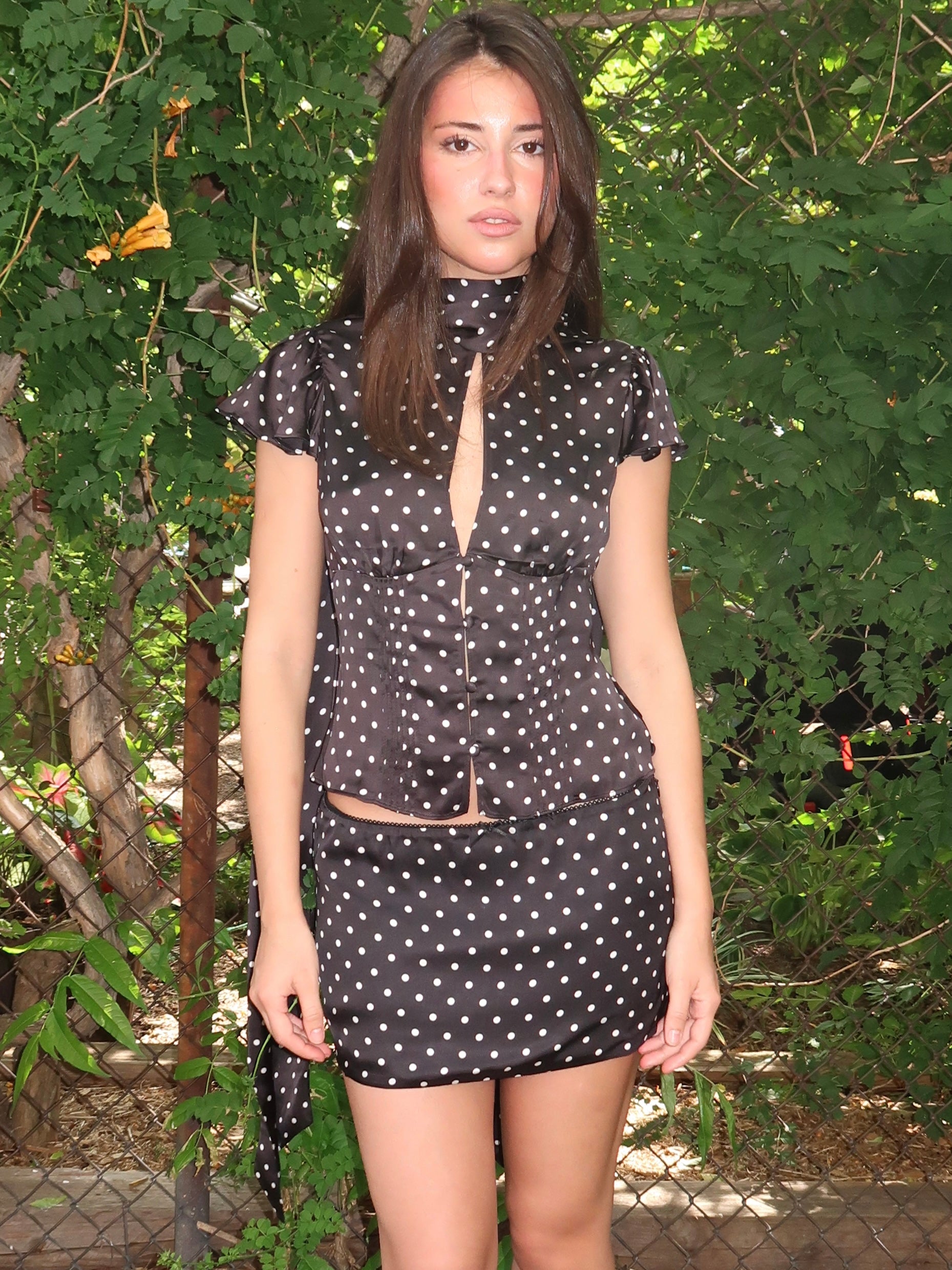Ara Top in Black Micro Dot