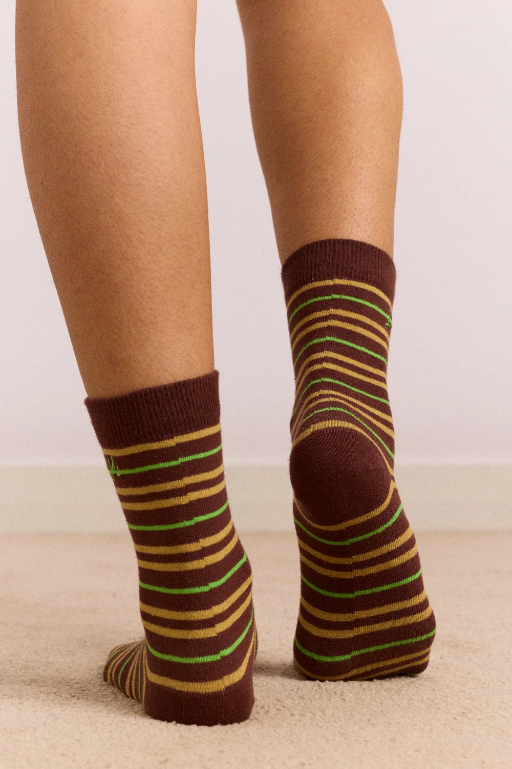 Multi Stripe Socks in Chocolate Lime
