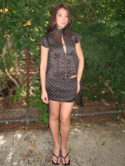 Lucia Skirt in Black Micro Dot