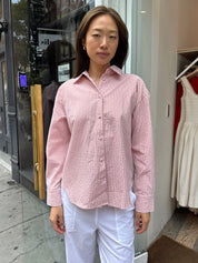 Yulissa Button Down Long Sleeve in Tomato Gingham