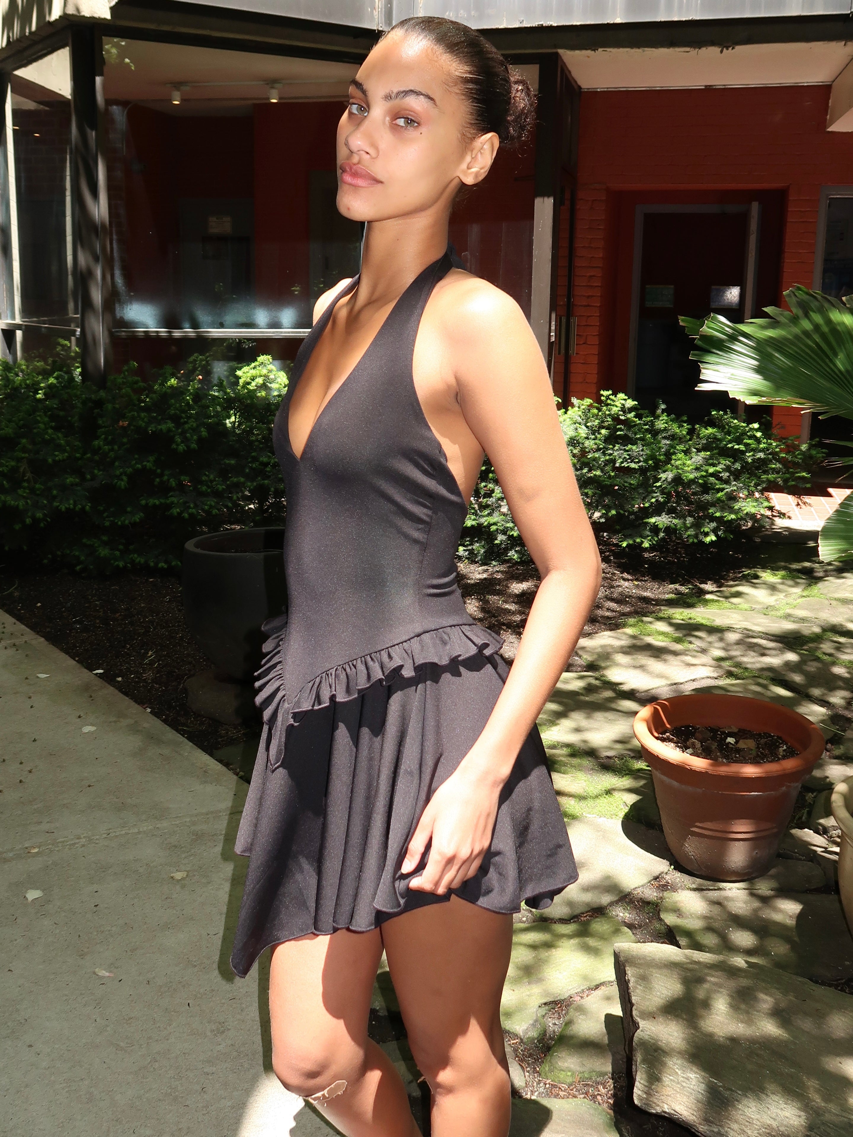 Sirene Halter Dress in Black