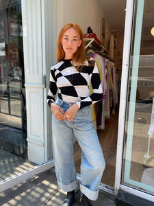Warped Top in Black/Cream