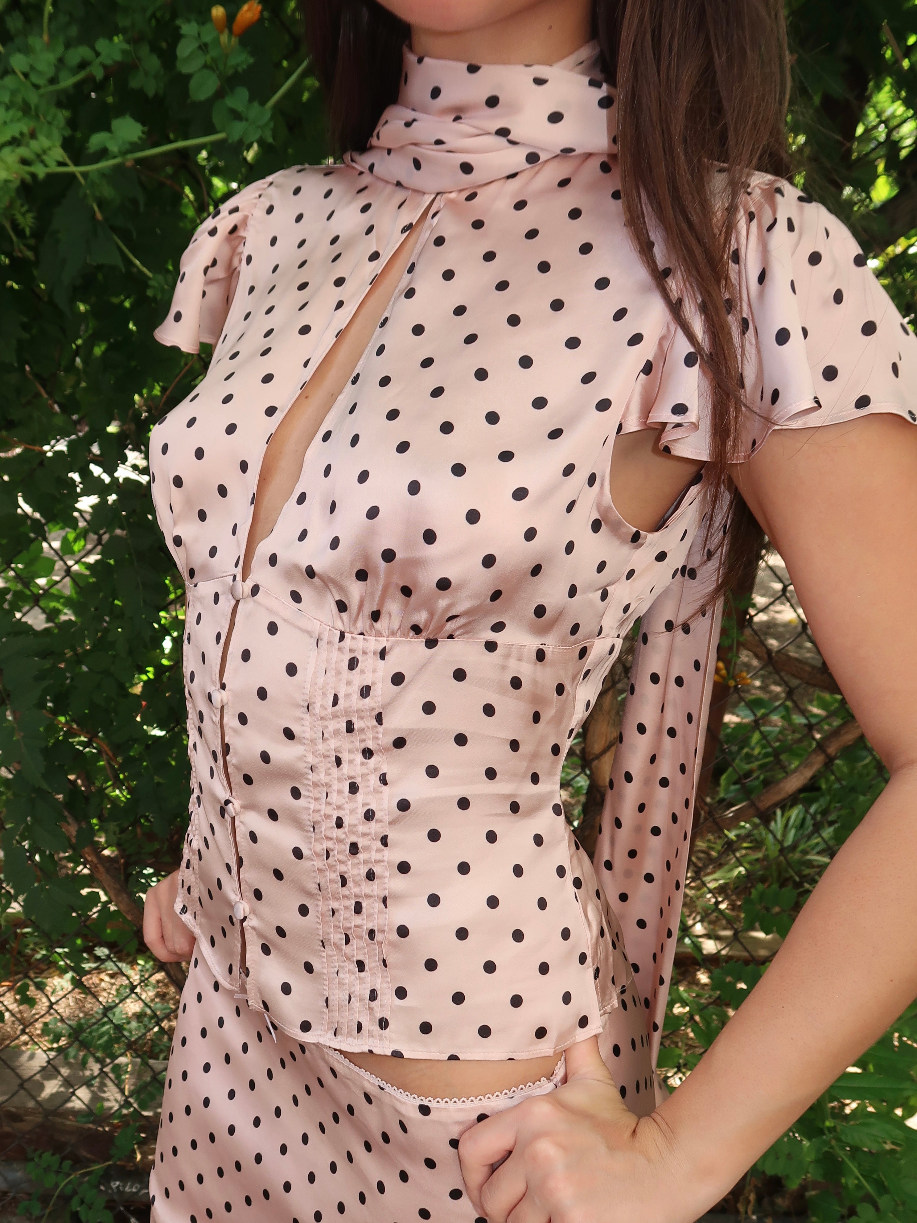 Ara Top in Pink Micro Dot
