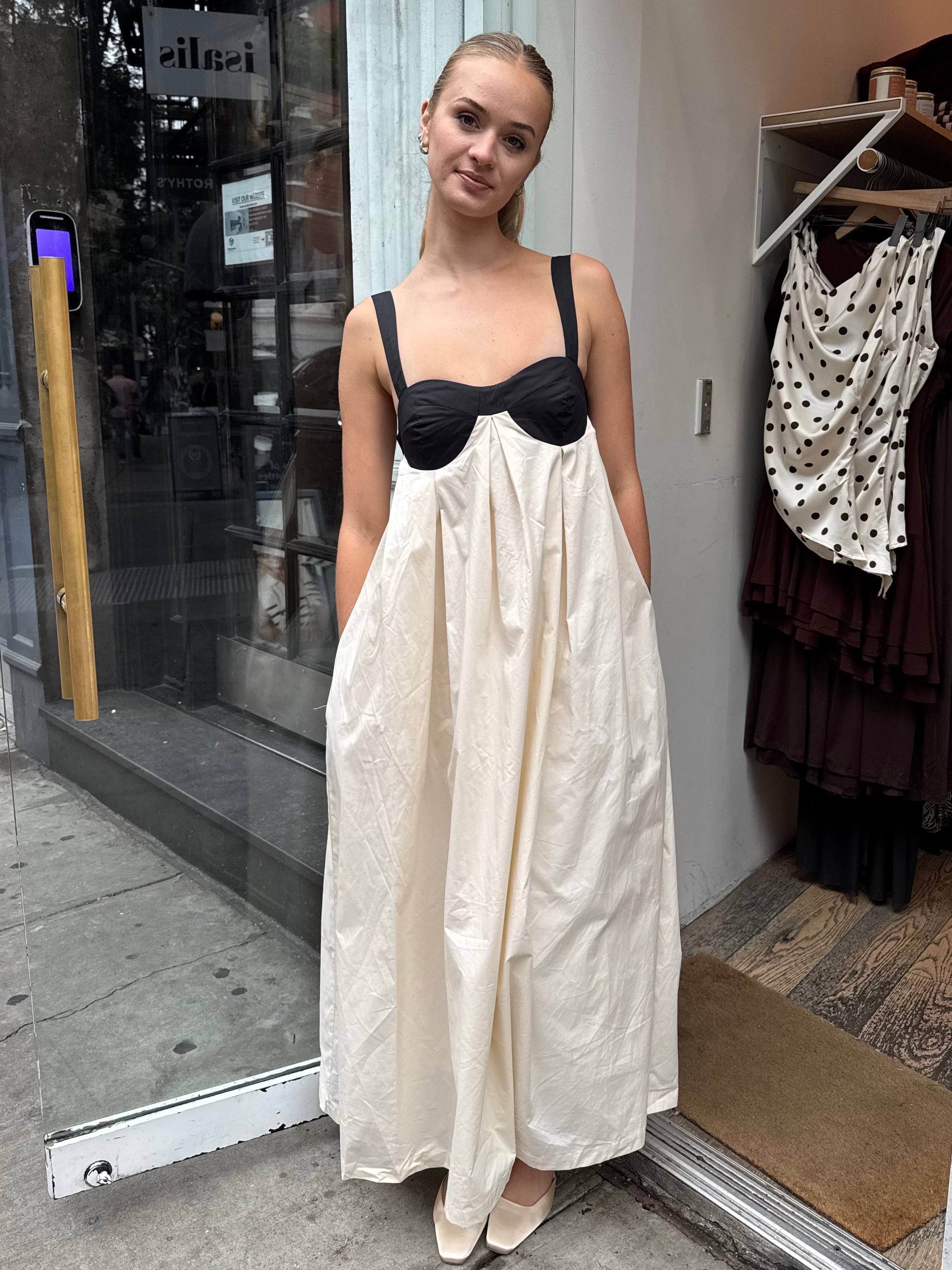 Cadence Tie Back Maxi Dress in Sea Salt